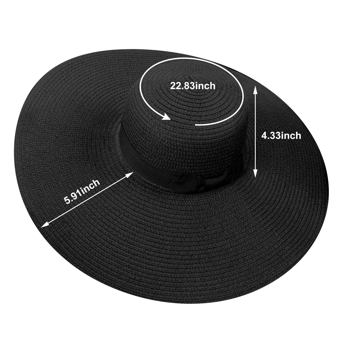 Sun Hats for Women Wide Brim Straw Embroidered Floppy Foldable UPF 50+ Beach Hats