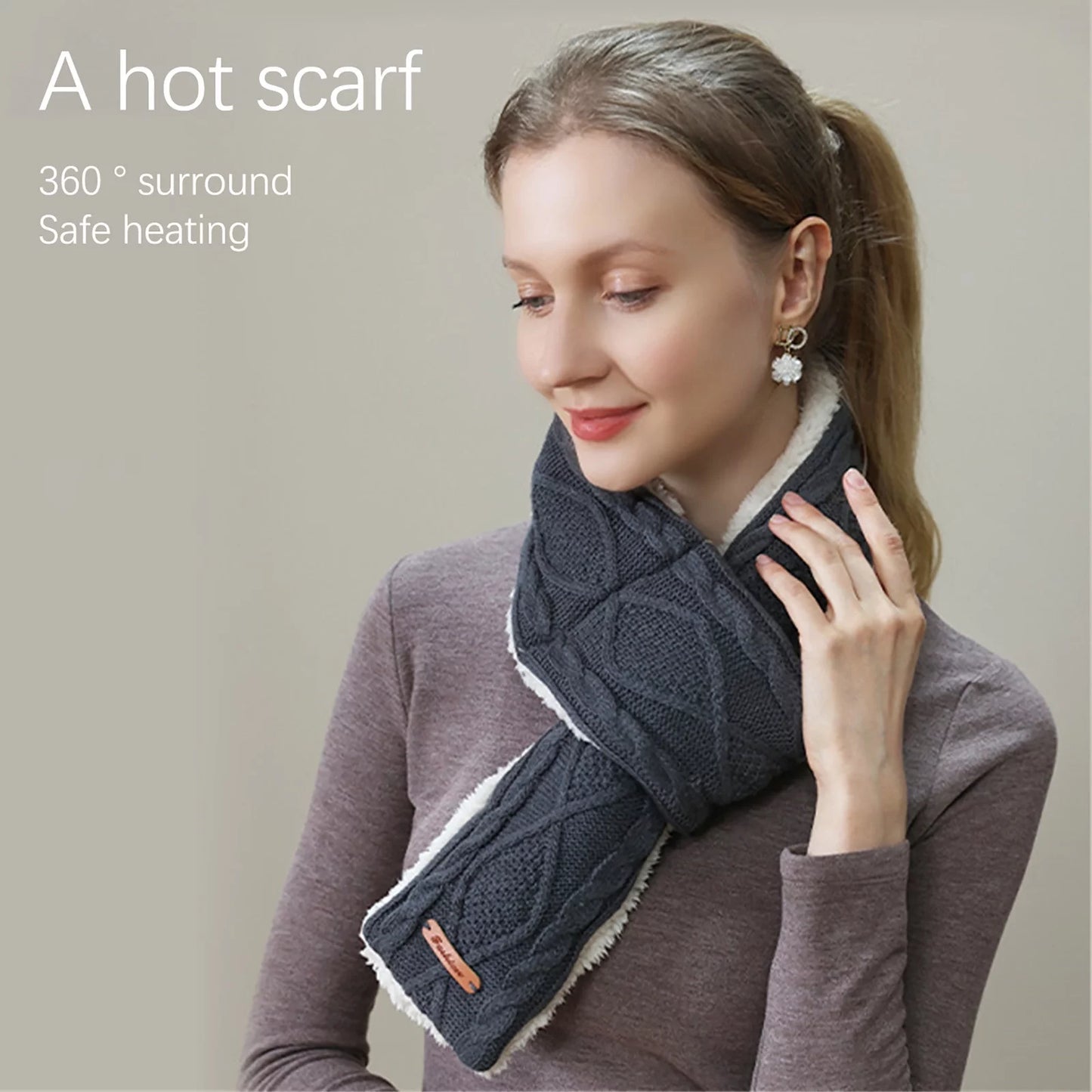 USB Electric Warm Scarf Knitted Electric Heat Scarf Electric Heat Preservation 3-Gear Temperature Regulating Electric Heat Scarf