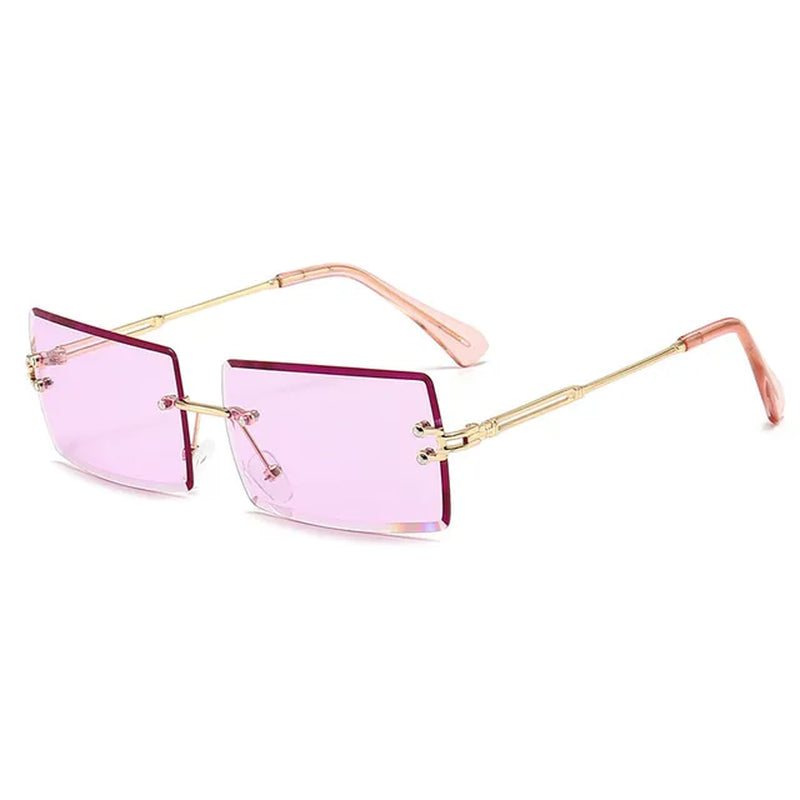 Fashion Rectangle Sunglasses Women Men Vintage Small Rimless Sun Glasses Trendy Mirror Frameless Square Glasses Men UV400 Shades