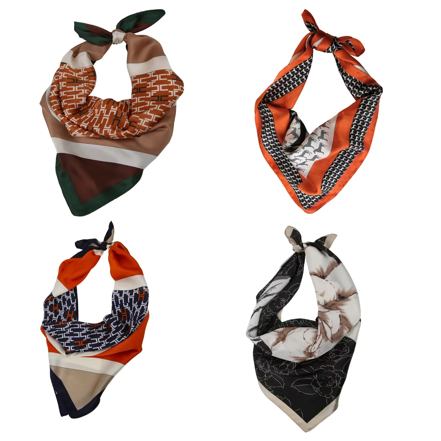 Large Women Head Scarf, 4 Pcs Set 27.5 X 27.5 Inch Luxury Multi-Functional Scarves