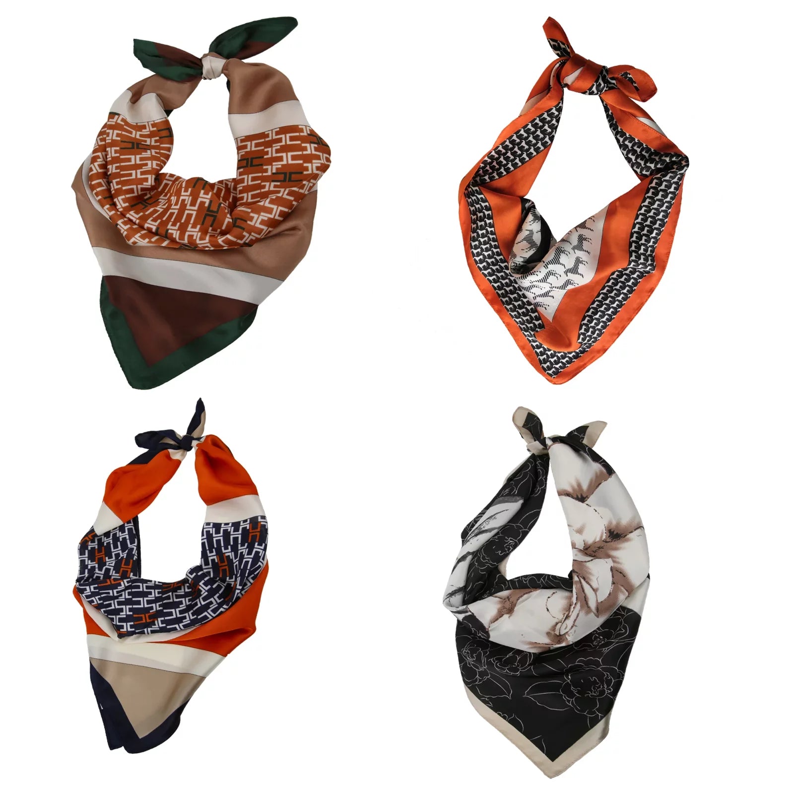 Large Women Head Scarf, 4 Pcs Set 27.5 X 27.5 Inch Luxury Multi-Functional Scarves