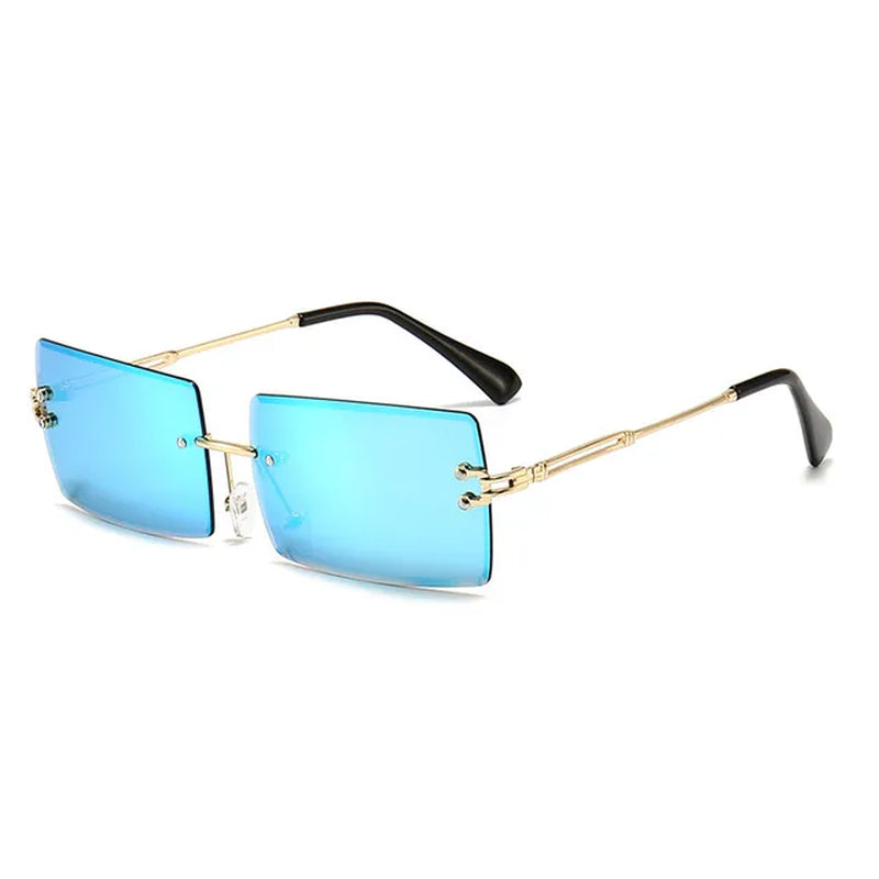 Fashion Rectangle Sunglasses Women Men Vintage Small Rimless Sun Glasses Trendy Mirror Frameless Square Glasses Men UV400 Shades