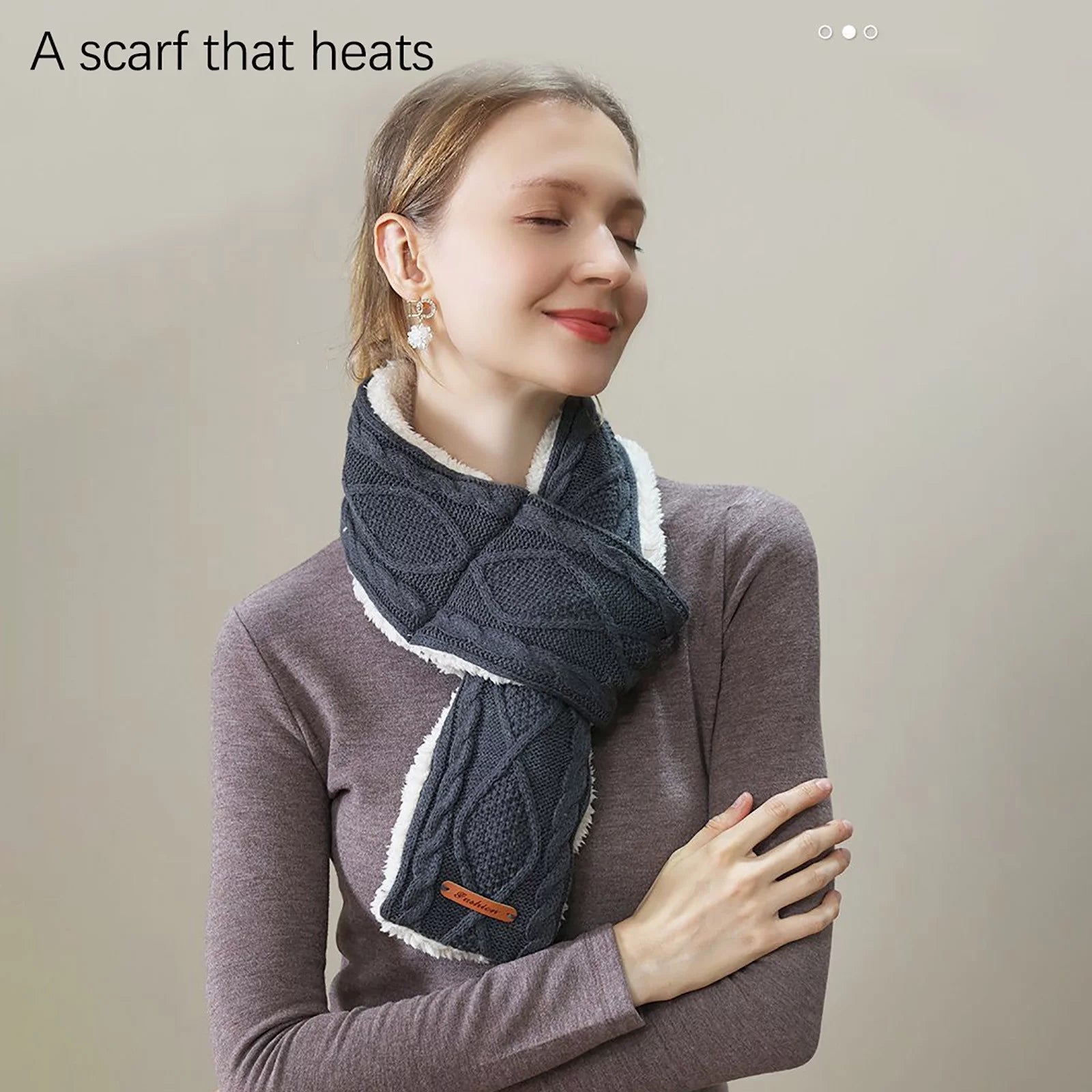 USB Electric Warm Scarf Knitted Electric Heat Scarf Electric Heat Preservation 3-Gear Temperature Regulating Electric Heat Scarf