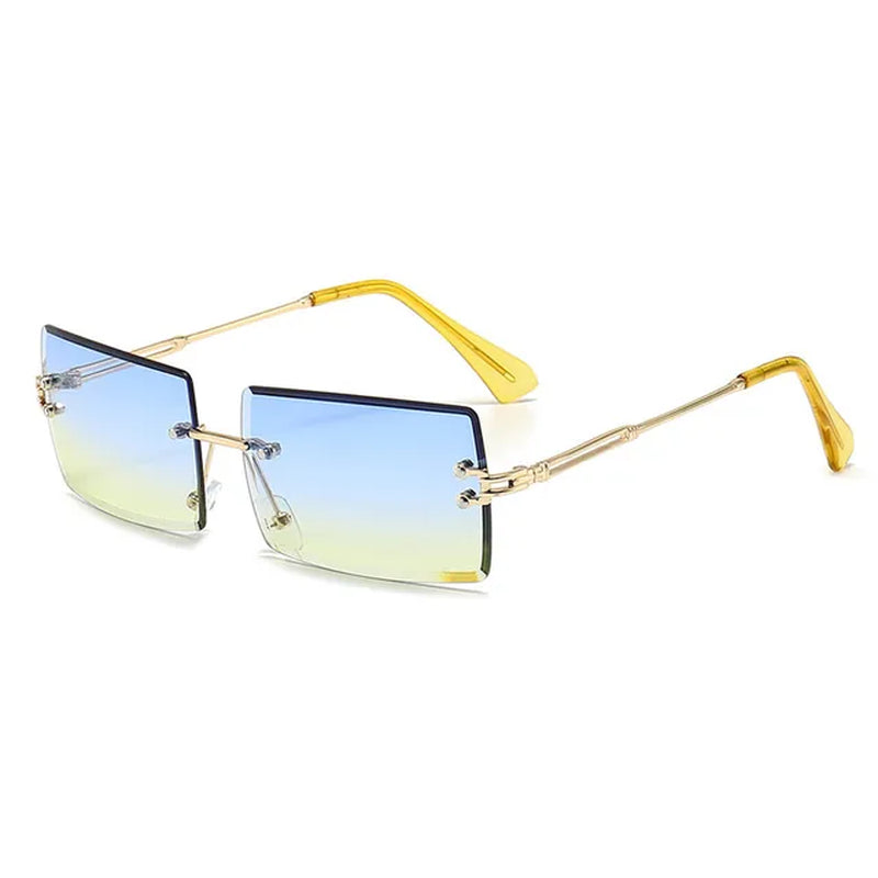 Fashion Rectangle Sunglasses Women Men Vintage Small Rimless Sun Glasses Trendy Mirror Frameless Square Glasses Men UV400 Shades