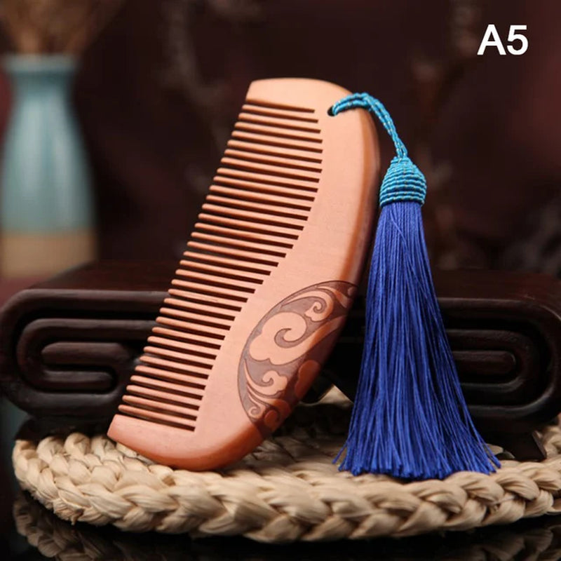 "Revitalize Your Hair with Our Natural Ebony Anti-Static Massage Comb - Portable, Wide-Toothed, and Made from Solid Wood!"