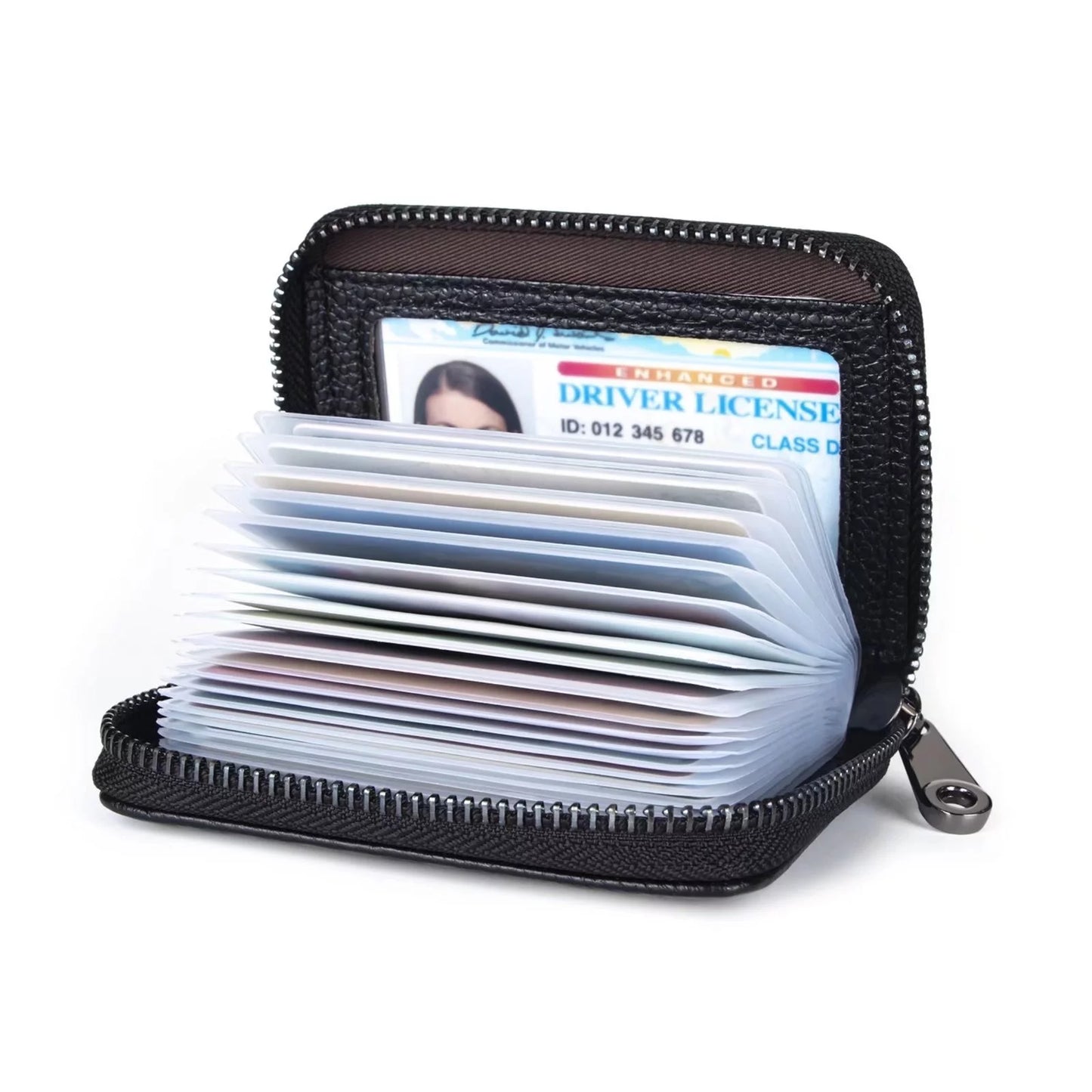 Genuine Leather RFID Blocking Wallet for Women Card Case Holder-Black