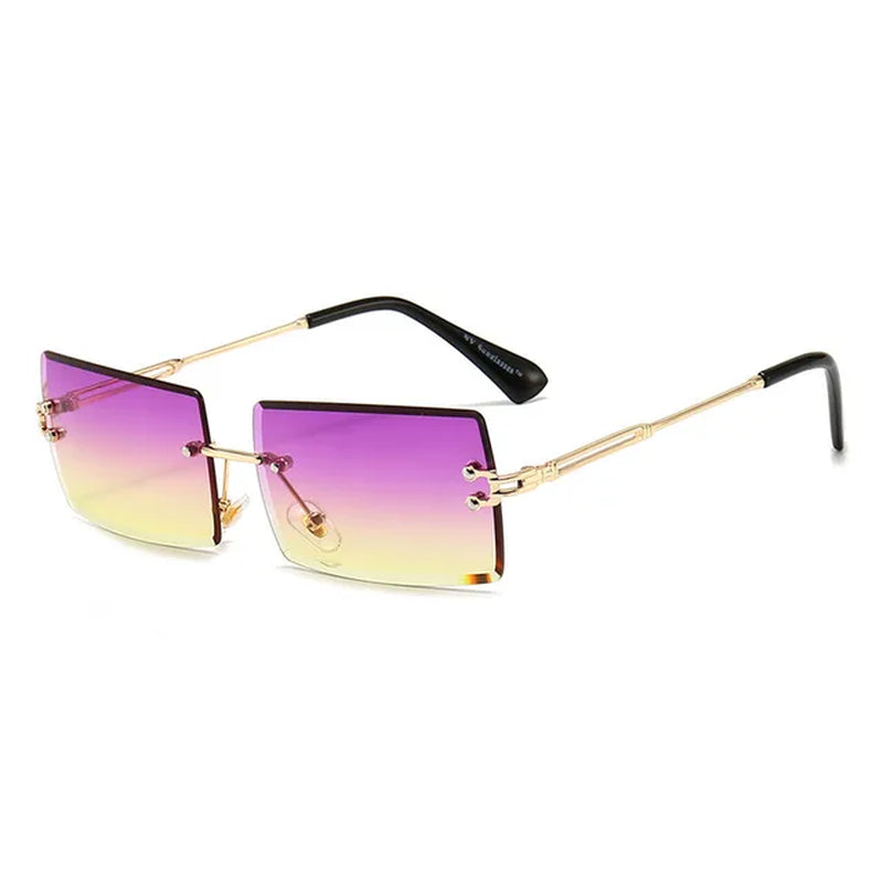 Fashion Rectangle Sunglasses Women Men Vintage Small Rimless Sun Glasses Trendy Mirror Frameless Square Glasses Men UV400 Shades