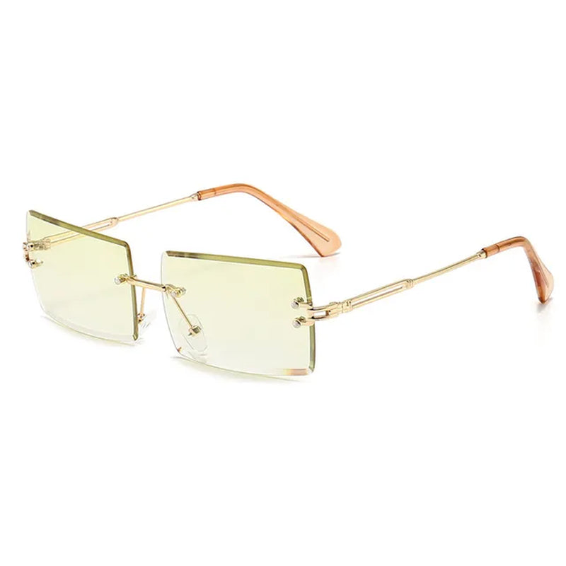 Fashion Rectangle Sunglasses Women Men Vintage Small Rimless Sun Glasses Trendy Mirror Frameless Square Glasses Men UV400 Shades