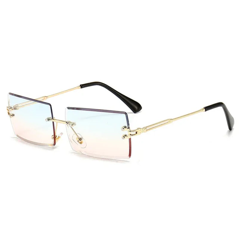 Fashion Rectangle Sunglasses Women Men Vintage Small Rimless Sun Glasses Trendy Mirror Frameless Square Glasses Men UV400 Shades