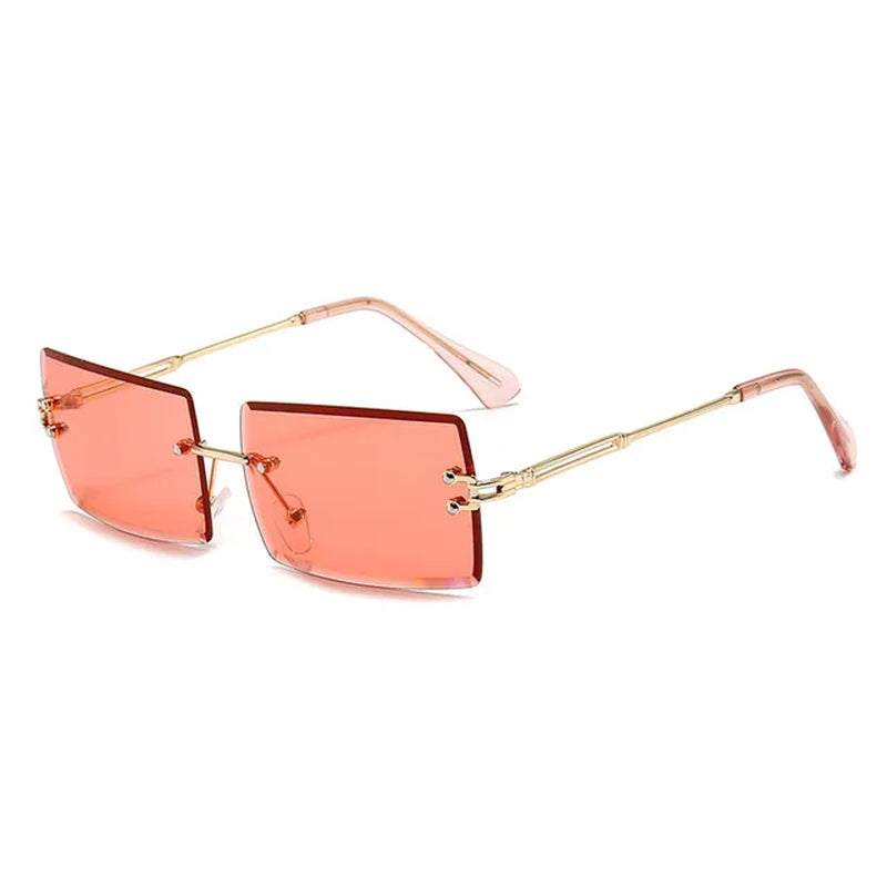 Fashion Rectangle Sunglasses Women Men Vintage Small Rimless Sun Glasses Trendy Mirror Frameless Square Glasses Men UV400 Shades