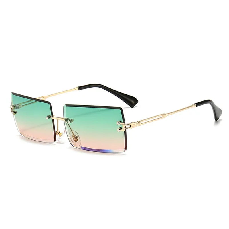 Fashion Rectangle Sunglasses Women Men Vintage Small Rimless Sun Glasses Trendy Mirror Frameless Square Glasses Men UV400 Shades