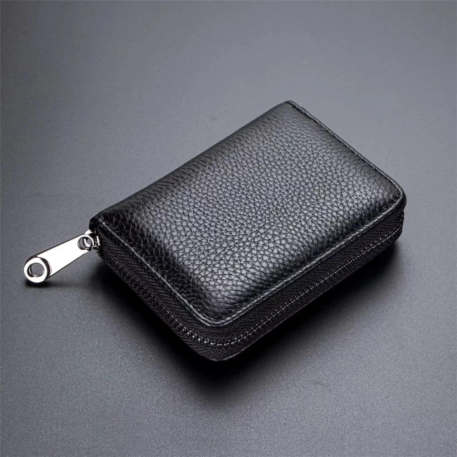 Genuine Leather RFID Blocking Wallet for Women Card Case Holder-Black