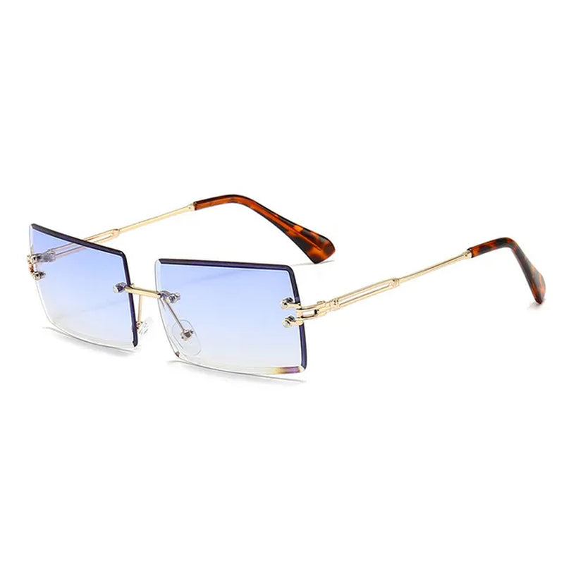 Fashion Rectangle Sunglasses Women Men Vintage Small Rimless Sun Glasses Trendy Mirror Frameless Square Glasses Men UV400 Shades