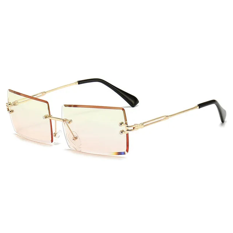 Fashion Rectangle Sunglasses Women Men Vintage Small Rimless Sun Glasses Trendy Mirror Frameless Square Glasses Men UV400 Shades