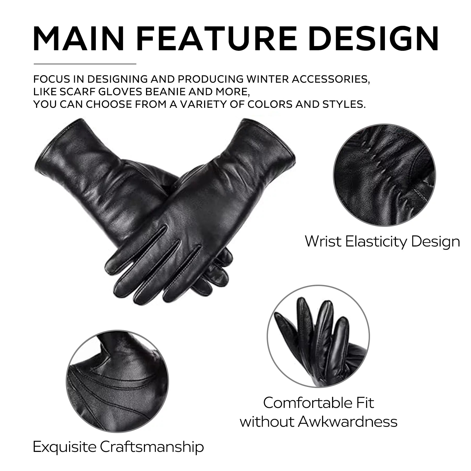 Men'S Winter Sheepskin Leather Gloves with Thermal Cashmere Lining - Stylish Touchscreen Driving Gloves